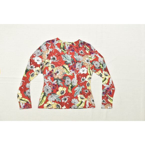 Guess Women's Blouse Top Long Sleeve Floral Size XL Cotton Blend Crewneck - Picture 2 of 8